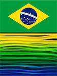 Vector - Brazil Flag Wave Yellow Green Blue Background