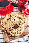 Ring shortbread cookies with hazelnut on top