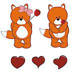 fox baby cute cartoon set in vector format