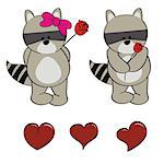 raccoon baby cute cartoon set in vector format