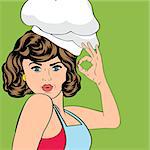 pop art woman cook, illustration in vector format