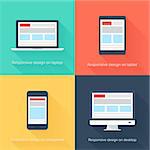 Vector illustration of adaptive web design on different electronic devices