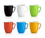 High detailed vector illustration of colorful cups isolated on white background