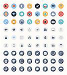 Vector set of modern trendy and flat web icons in three different styles - colorful, outlined and outlined with long shadow.