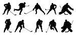 hockey player silhouettes on the white background