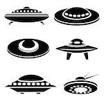 illustration withsilhouettes of spaceships on a white background for your design