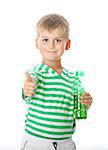 Boy drinking water isolated on white background