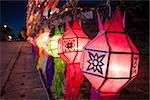 Colorful paper lanterns ornamented in festival, stock photo