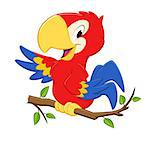 Vector illustration of a cartoon tri-colored parrot for design element