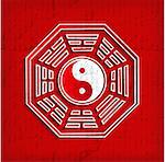 Chinese Bagua symbol on red - vector illustration