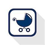 square blue icon stroller with long shadow