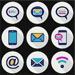 Colorful mobile sms and mail icons flat design