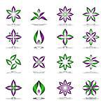Design elements set. Abstract floral icons. Vector art.