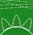Illustration Christmas set trees with garland - vector