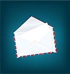 Illustration white open envelope with paper card - vector