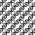 Design seamless monochrome spiral movement pattern. Abstract whirl background. Vector art