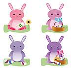 Easter bunnies vector set