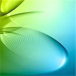 Green abstract background with  light lines  and shadows.