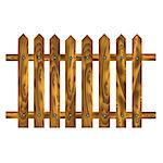 colorful illustration with  wood brown fence on a white background for your design