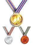 Gold, silver and bronze medal