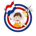 Vector - Netherlands Soccer Fan Flag Cartoon