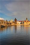 View from   Kampa on the famous Charles Bridge at spring sunset. HDR Image