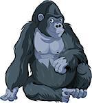 Illustration of cute cartoon sitting gorilla