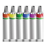 colorful illustration with tubes of paint on a white background for your design