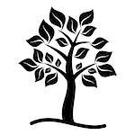 Black tree with leaves icon on white background