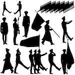 Silhouette  military people  collection.  Vector illustration.