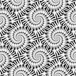 Design seamless monochrome spiral rotation pattern. Abstract decorative strip textured background. Vector art