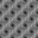 Design seamless whirl ellipse geometric pattern. Abstract monochrome waving lines background. Speckled twisted texture. Vector art
