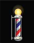 Symbol for a barber night with lamp. Vector illustration.