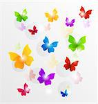 Illustration spring wallpaper with painted butterflies - vector