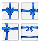 Illustration set gift boxes with blue bows isolated on white background - vector