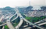 aerial view of the city overpass in early morning, HongKong,Asia China