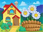 House and flowers 3 - eps10 vector illustration.