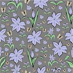 Illustration of seamless background from lilies and butterflies