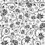 Illustration of seamless floral background in black and grey colours