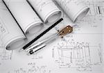 Scrolls engineering drawings and tools. Desk Engineer