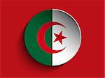 Vector - Flag Paper Circle Shadow Button Algeria