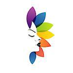 A lady's face with colorful leaves- logo for ladies services