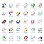 Spiral and rotation design elements. Vector art.