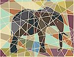 Editable vector colorful mosaic illustration of an African elephant