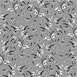 Illustration of seamless floral background in black and white colours