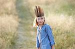 Portrait of girl in native american headdress