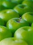 Extreme close up of whole green Granny Smith apples