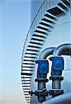 Stairs winding around silage storage tower