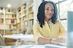 Businesswoman working at laptop