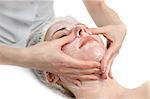 beauty salon, facial massage with scrub mask